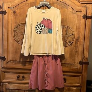 SIP size 5xl Girl pumpkin skirt outfit bell sleeve